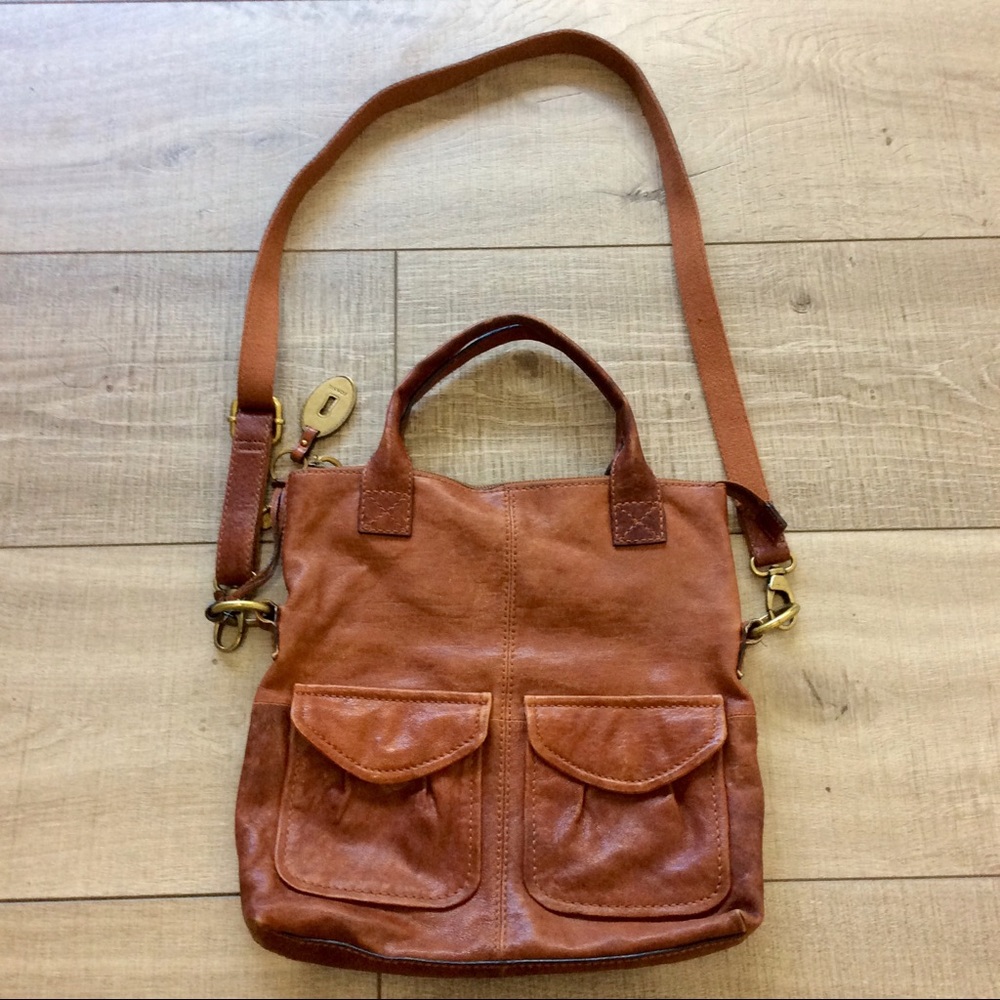 Fossil leather crossbody purse satchel bag
